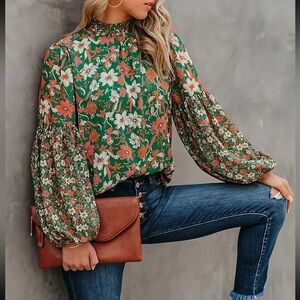 Floral Green Blouse